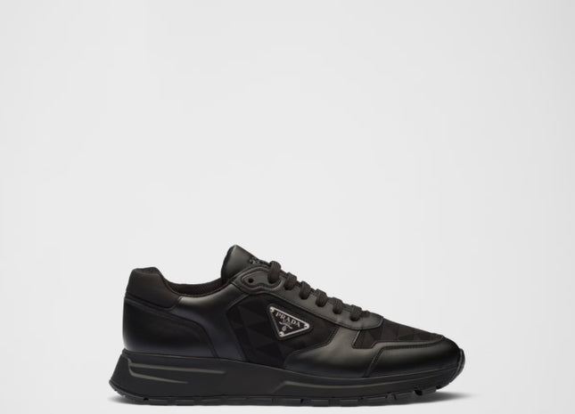 Prada Leather and Re-Nylon High-Top Sneakers
